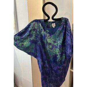 Vintage Suzi Chin for Maggy Womens Silk Dress, sz 4, RoomyPuffy Sleeves, Y2K